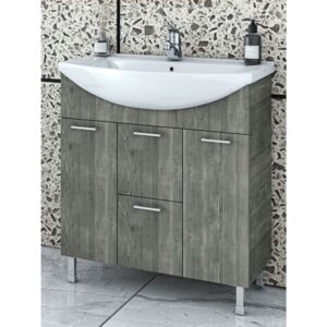 Drop Ritmo 75 Smoked Oak Βάση Επίπλου Μπάνιου Με Νιπτήρα