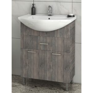 Drop Ritmo 65 Smoked Oak Βάση Επίπλου Μπάνιου Με Νιπτήρα