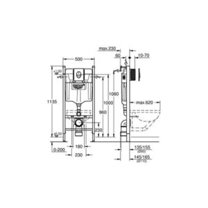Τεχνικό σχέδιο διαστάσεων GROHE Rapid SL 12cm