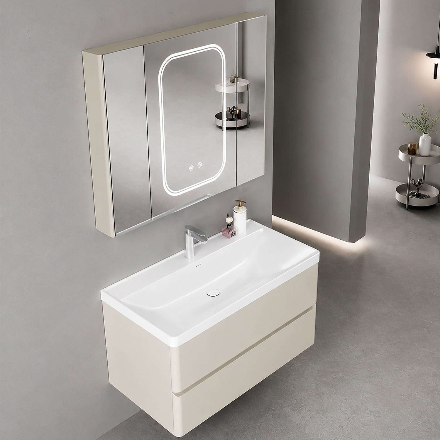 Καθρέπτης PVC Cream White SIMPLA KARAG (SIMMIRROR)