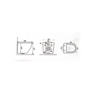 Σχέδιο διαστάσεων κρεμαστής λεκάνης Capri Round S Rimless