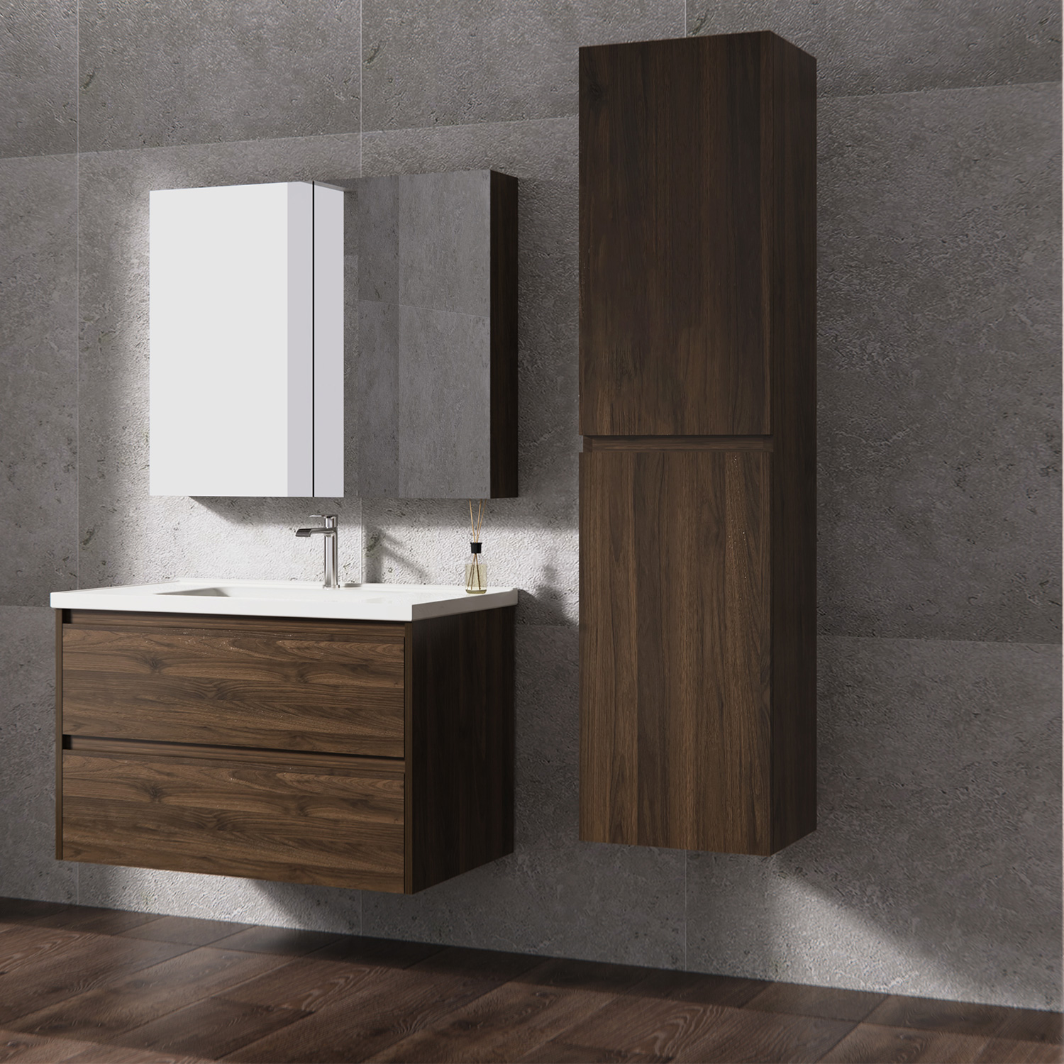 DYMA Κρεμαστή Στήλη Μπάνιου Chestnut 350x300x1400mm KARAG (OK2022-06)